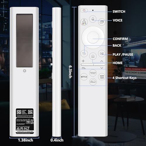 BN59-01391A Solar Voice Remote Replacement for Samsung TV Remote, Compatible with Samsung Smart TVs Ultra HD Neo QLED The Frame and Crystal UHD Series 2021-2023 Models, White