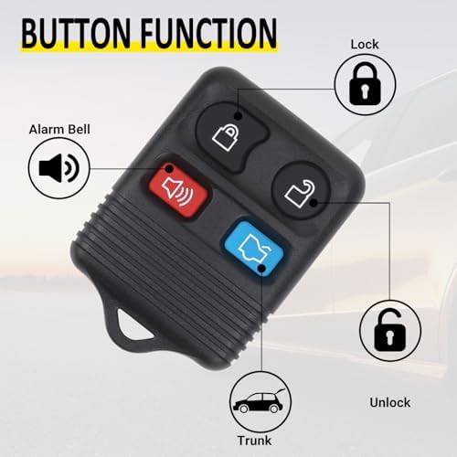 Keyless Entry Remote Key Fob Compatible with Ford Escape Explorer Expedition Focus Fusion Mustang Taurus, Lincoln, Mercury, Mazda, Replacement for CWTWB1U345, 4 Button (Pack of 2)