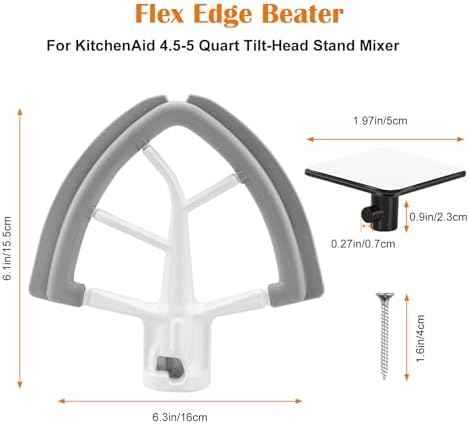 Flex Edge Beater for KitchenAid 4.5-5 Quart Tilt-Head Stand Mixer Kitchen Aid Mixers Accessories, Kitchen Aid Paddle With Silicone Edges Scraper for kitchenaid mixer Attachments