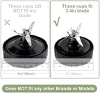 5-piece Ninja Blender Cups Replacement Single Serve 16oz Cups with Sip & Seal Lids, 6 Fins Extractor Blade Compatible with Nurti Ninja Blenders Pro BL660 BL663 BL663CO BL665Q BL740 BL770