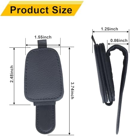 Yuoyar 2 Packs Sunglasses Holders for Car Visor - Magnetic Leather Sunglasses Holder and Ticket Card Clip - Car Visor Accessories (Black)