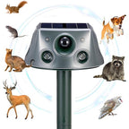 Ultrasonic Solar Animal Repeller for Yard, 6 Modes Outdoor Cat Repellent Squirrel Repellent with Motion Sensor & Flashing Light, Animals Deterrent for Squirrel Bird Deer Cat Skunk Dog for Yard Garden