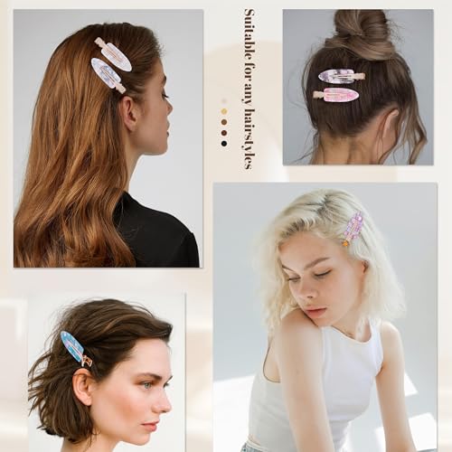 No Crease Hair Clips Creaseless Hair Clips Makeup Clips No Bend Hair Clips Flat Hair Clip For Styling Non Slip Hair Accessories For Women,Sparkle Multiple Colors,12 PCS