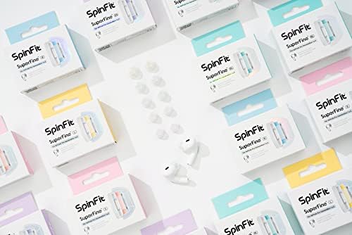 SpinFit Superfine for AirPods Pro Gen 1 & 2 - L - Medical Grade Silicone Patented Replacement Ear Tips and Adapters for Supreme Comfort (one Pair)(Ear Tips Installed)