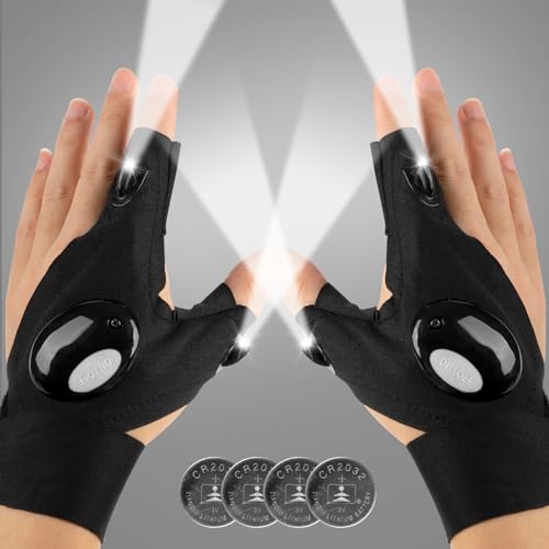 Mylivell Handsfree LED Flashlight Gloves, Unique Gift for Men Women Dad Him Boyfriend Husband, Ideal for Fishing Camping Repairing Bright Flexible Lighted Gloves Fathers Day Christmas Birthday Gifts