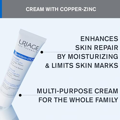 Uriage Bariederm Cica-Cream | Face and Body Cream that Protects & Repairs Irritated Skin | With Hyaluronic Acid, vitamin B5, Copper and Zinc: Relieves Discomfort, Rash Relief | Every Day SOS Cream