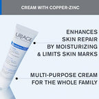 Uriage Bariederm Cica-Cream | Face and Body Cream that Protects & Repairs Irritated Skin | With Hyaluronic Acid, vitamin B5, Copper and Zinc: Relieves Discomfort, Rash Relief | Every Day SOS Cream