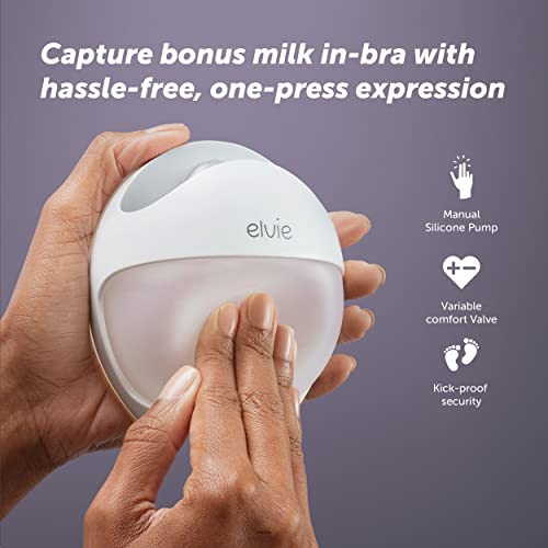 Elvie Curve Manual Wearable Breast Pump | Hands-Free, Kick-Proof, Portable Silicone Pump That Can Be Worn in-Bra for Gentle, Natural Milk Expression | Breast Feeding Essentials