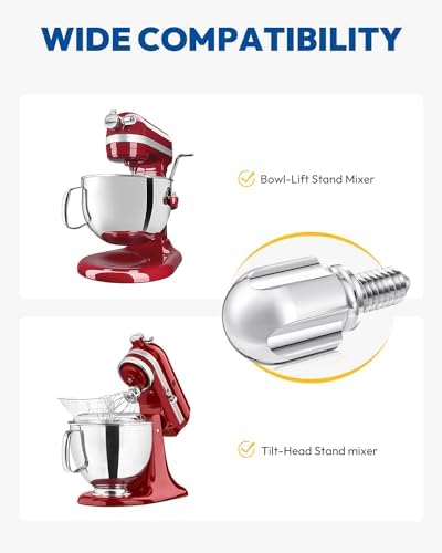 Attachment Knob Thumb Screw fit for KitchenAid Mixers, Upgraded 6061 Aluminum 1.65‘’ Long Screw Head Knob Replacement Parts, Replaces 9709194, 4162142, 240374 etc, Chrom