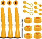 Gas Can Spout Replacement Kit, Gas Can Nozzle Replacement (3 Kit), For most 1/2/5/10 Gallon Gas Cans.The seal is fully installed you can use it directly. Replacement gas can spout (Yellow)