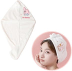 Kawaii Microfiber Hair Towel for Women, Super Absorbent Hair Shower Cap for Long Hair, Quick Dry Towel Wrap with Botton of Cute Hairbands for Women Girls Bath Accessories(Pink-1)