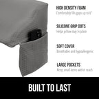 GORILLA GRIP Patent Pending King Bed Wedge Pillow Headboard Gap Filler, Comfortable and Supportive High Density Foam Angled Pillows, Stay in Place Gripping Dots, Wedges Between Mattress, Soft Gray