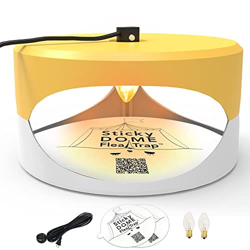 Yellow and White ASPECTEK - Trapest Sticky Dome Flea Bed Bug Trap with 2 Glue Discs. Odorless Cleaner and Flea Killer Trap Pad (Flea Trap)