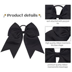 20 PCS 8 Inch Cheer Hair Bows Large Cheerleading Big Hair Bows with Ponytail Holder Hand-made Grosgrain Ribbon Hair Accessories for Teen Girls(Black)