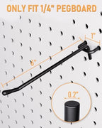 INCLY 60 Pack 6 Inch Black Pegboard Hooks, 1/4" Heavy Duty Peg Board Shelving Hooks Accessories, Peg Board Tool Hangers Only Fit 1/4" Pegboard Hanging Tools Garage, Craft Organizing, Kitchen, Store