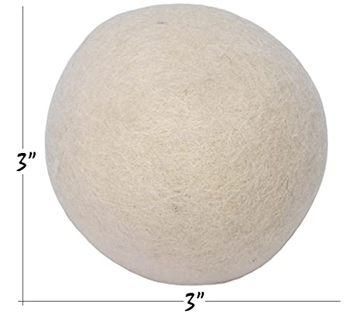 Wool Dryer Balls - Natural Fabric Softener, Reusable, Reduces Clothing Wrinkles and Saves Drying Time. The Large Dryer Ball is a Better Alternative to Plastic Balls and Liquid Softener. (Pack of 12)