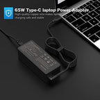 Laptop Charger 65W watt USB Type C AC Adapter Replacement for Hp Chromebook 14 13 X360 Spectre x360 Elite x2 EliteBook; Lenovo Yoga,Dell, ASUS,Acer Type C Power Supply Adapter with Cord