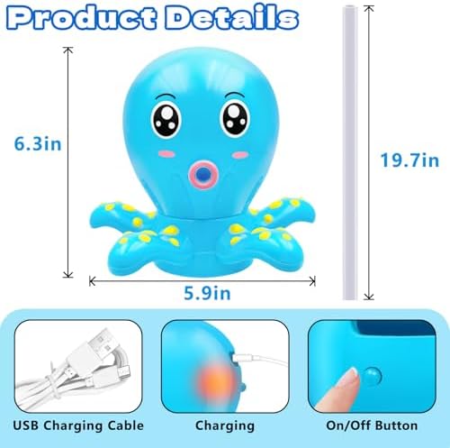 Water Table Pump, Octopus Battery Powered Water Pump for Water Table 3 Hours Non-Stop Fun Summer Outdoor Water Toys Outside Water Play Table Accessories for Toddlers Kids (Blue)