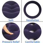 KriToy 2PCS Inflatable Seat Cushions for Pressure Relief - Ideal Waffle Cushion for Prolonged Sitting - Wheelchair Cushion for Pressure Sore - Ideal Seat Cushion with with Inflatable Pump - Purple