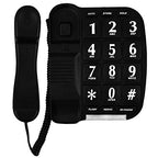 Black Big Button Phone for Wall or Desk with Speaker and Memory