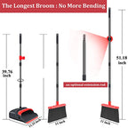 kelamayi Broom and Dustpan Set for Home，Broom and Dustpan Set, Broom Dustpan Set, Broom and Dustpan Combo for Office, Indoor&Outdoor Sweeping, Stand Up Broom and Dustpan (Black&Red)
