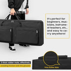88-Key Keyboard Case – Full Padded Piano Gig Bag with Adjustable Shoulder Straps, 4 Storage Pockets for Accessories, 53.9" x 7.1" x 14.6" (Black)