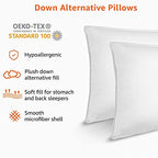 Amazon Basics Down Alternative Bed Pillow, Medium Density for Back and Side Sleepers, Standard, 26 x 20 Inch - Pack of 2, White