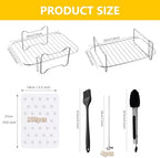 Ninja Dual Air Fryer Accessories, 2Pcs Air Fryer Rack, BBQ Rack with 4 Skewers, for Ninja Foodi DZ201 DZ401 and Ninja 8QT-10QT Air Fryers, 100 Paper Liners - 5Pcs Set