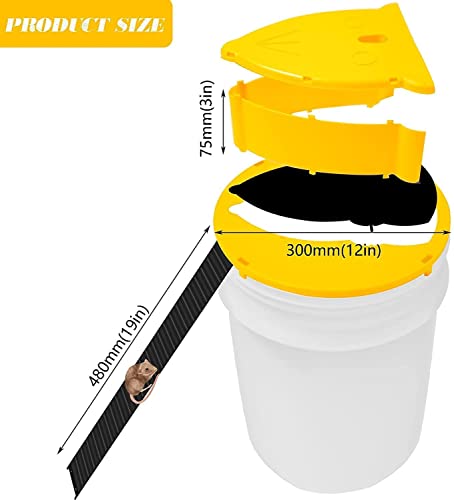 3 Pack Mouse Trap Bucket, Automatic Reset Slide Bucket Lid Mouse Trap, Humane or Lethal, Flip Lid Mouse Traps Auto Reset, Indoor Outdoor, 5 Gallon Bucket Compatible (Without Barrel)