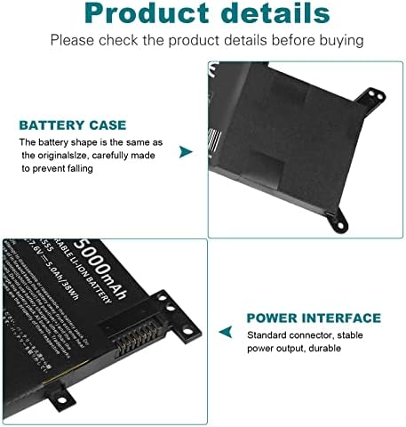 Fancy Buying C21N1347 Laptop Battery Replacement for Asus X555 X555L X555LA X555LD X555LN A555L K555L Y583LD W519LD K555LD K555LA R556L VM590L Series 2ICP4/63/134 [7.6V/5000mAh/38Wh]