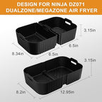 HOMELYLIFE Air Fryer Silicone Liners for Ninja DZ071 7-QT DualZone Megazone Air Fryer, 2 Pcs Liners for Dual 3.5QT Baskets and 1 Pcs Liner for 7-QT Megazone Basket, 3 Pcs Air Fryer Accessories