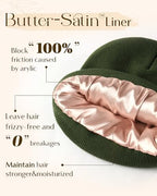 YANIBEST Womens Satin Lined Knit Beanie Hat Acrylic Winter Hats for Women Men Silk Lining Soft Slouchy Warm Cuffed Beanie Hat