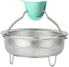 Stainless Steel Steamer Basket - Vegetable & Dumpling Steamer Insert for Pots, Instant Pot Accessories with Handles & Feet, Multi-Purpose Mesh Strainer for Cooking, Fruits (Silvery, Medium)