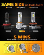 OXILAM H11 9005 Light Bulbs Combo, 320000lm 400% Brighter 6500K Cool White Light, 1:1 Size H11/H9/H8 9005/HB3 Fog DRL Light Halogen Replacement, Pack of 4