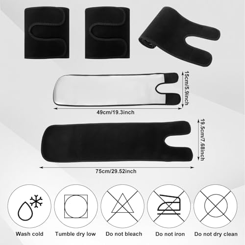 4 Pcs Thigh Wraps & Arm Trimmers Set Thigh and Arm Sweat Bands Slimmer Hamstring Brace Leg Wrap Compression for Weight Loss Women & Men Workout Fitness Sauna Accessories Black