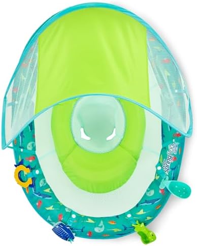 SwimWays Baby Spring Float Splash N Play, Baby Pool Float with Canopy & UPF Protection, Swimming Pool Accessories for Kids 9-24 Months