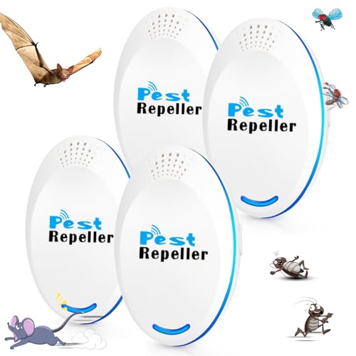 4pack Ultrasonic Pest Repellent Control pest Repeller Plug in Bug Repellent Indoor mice Spider Repellent for House Indoor Mouse Repellent Indoor Repel Flea,Rats,Roaches,Cockroaches,Fruit Fly,Rodent