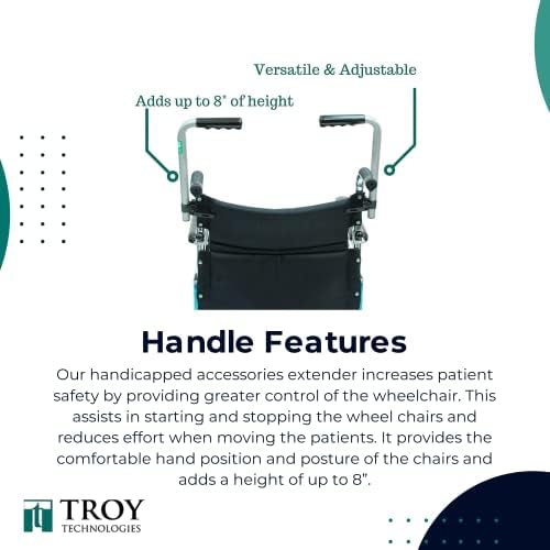 Push Wheelchair Handle Extender (300lbs Weight Capacity), Universal Wheelchair Accessories for Adults – Extendable Handle for Strollers – Adjustable Extender for Adults