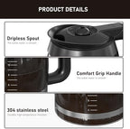 CE251 12-Cup Glass Carafe Pot Replacement Compatible with Ninja Coffee Brewer Maker, Fit Models CE251 CE201 CE201C CE200 CE200C Model# XGLSLID200, 1 Pack