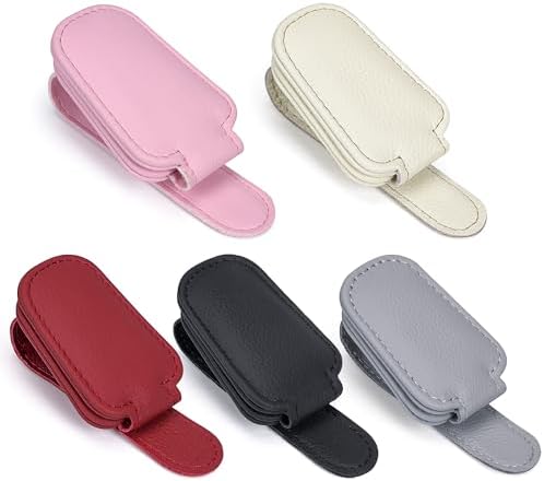 Sunglasses Holders for Car Sun Visor, 2pack Magnetic Leather Glasses Eyeglass Hanger Clip for Car, Visor Sunglasses Holder Clip Car Accessories for Truck