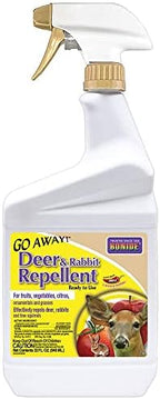 Bonide Go Away! Deer & Rabbit Repellent, 32 oz. Ready-to-Use Spray, Hot Peppers Deter Animals from Lawn & Garden