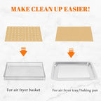 9 x11 inch Parchment Paper Liners Disposable 300 Pcs, Perforated&Unperforated Sheets Combo, 175-Pcs Each, Accessories for Cuisinart, Emeril, Ninja, Breville, Instant Pot, Gowise