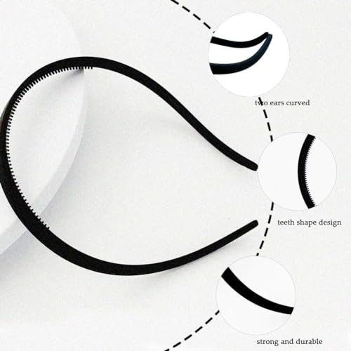 BIKCZEWIN 10PCS Flex No Pressure Headbands for Women Comfortable Plastic Skinny Headache Free Hair Loop No Slip Teeth Comb Hair Accessories for Girls Glasses Friendly