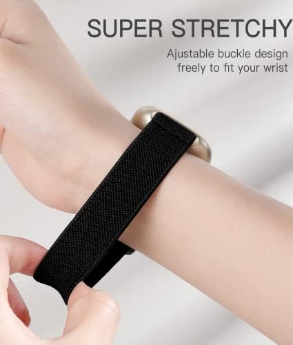 Adorve Compatible with Fitbit Versa 3 Bands/Fitbit Versa 4 Band/Fitbit Sense Bands for Men Women, Adjustable Stretchy Solo Loop Elastic Nylon Sport Strap for Smart Watch Replacement