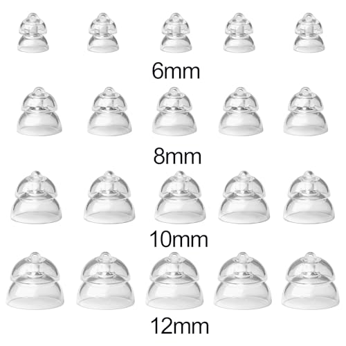 MiniFit Power Domes for Oticon Hearing Aids, 6mm, 8mm, 10mm, 12mm Replacement Domes for Oticon Mini RITE Hearing Aids with Cleaning Brush Tools Kit (12MM)