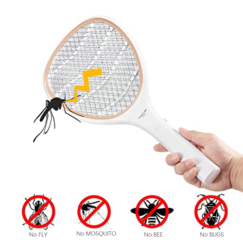 Faicuk Handheld Bug Zapper Racket Electric Fly Swatter (Champagne Pink)