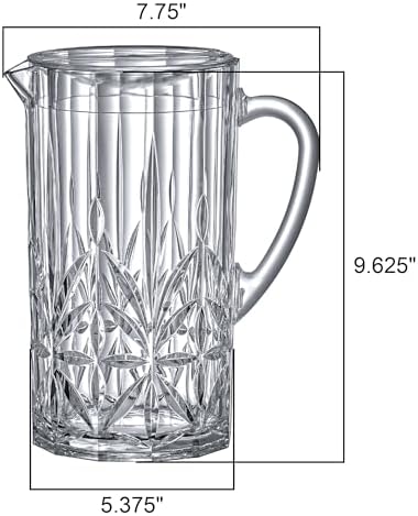 Amazing Abby - Stately - Acrylic Pitcher (80 oz), Clear Plastic Water Pitcher with Lid, Fridge Jug, BPA-Free, Shatter-Proof, Great for Iced Tea, Sangria, Lemonade, Juice, Milk, and More