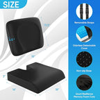 CUSHIO Wheelchair Cushion for Pressure Relief - (2-Piece Set) 18”x16” Anti-Slip Wheelchair Seat Cushions for Adults, Seniors with Lumbar Pillow and Removable Strap, Gel Cushion for Wheelchair