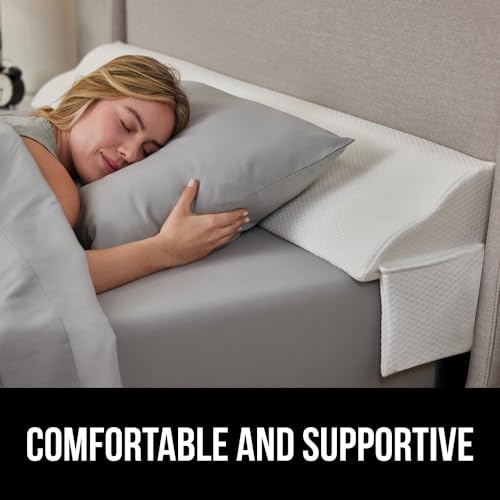 GORILLA GRIP Patent Pending King Bed Wedge Pillow Headboard Gap Filler, Comfortable and Supportive High Density Foam Angled Pillows, Stay in Place Gripping Dots, Wedges Between Mattress, White