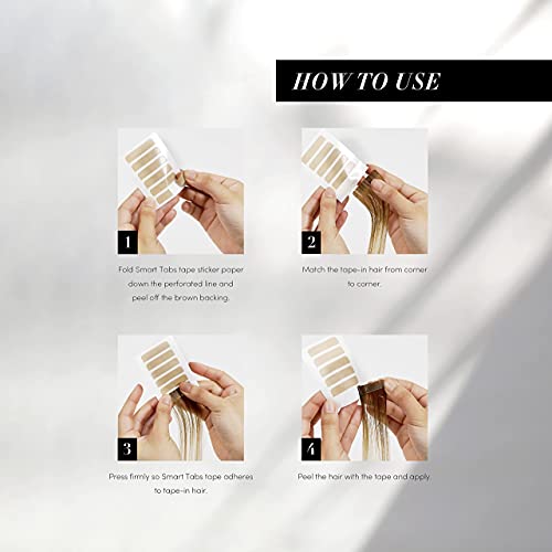 The Hair Shop Smart Tabs Tape-in Hair Extension Tape - Professional Strong No-Residue Bonding Double-Sided Replacement Tape for 100% Remy Human Hair Extensions, 60 Tabs (4 cm x 0.9 cm)